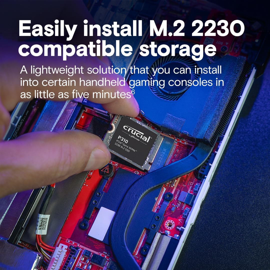 Buy Crucial,Crucial P310 1TB M.2 2230 NVMe PCIe Gen4 SSD – Up to 7,100MB/s, Compatible with Steam Deck, ASUS ROG Ally, MSI Claw & Microsoft Surface – CT1000P310SSD2 - Gadcet UK | UK | London | Scotland | Wales| Near Me | Cheap | Pay In 3 | Hard Drives